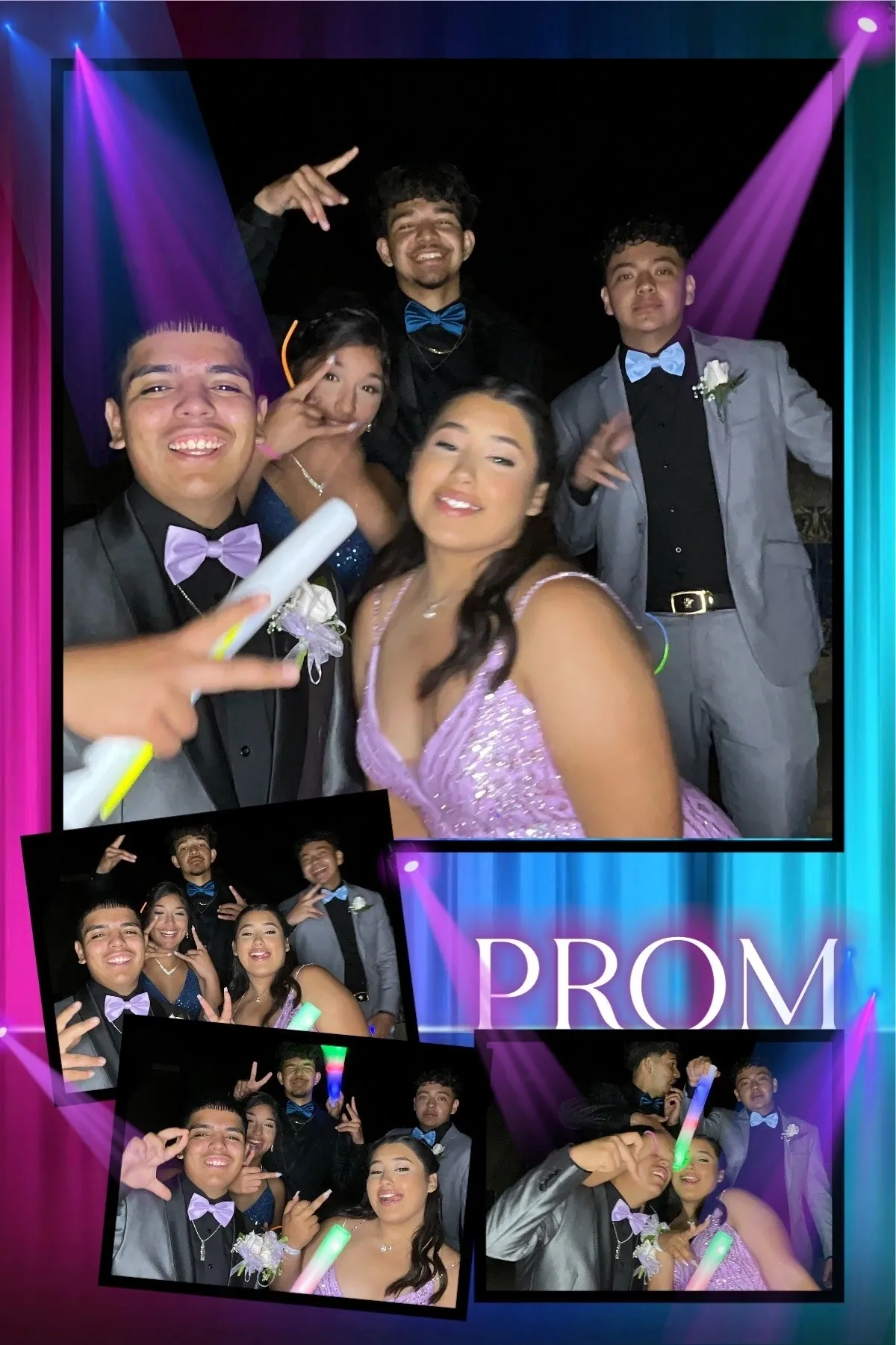 A group of people posing for a picture in front of a purple curtain.